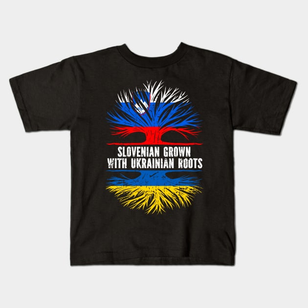 Slovenian Grown with Ukrainian Roots Flag Kids T-Shirt by silvercoin